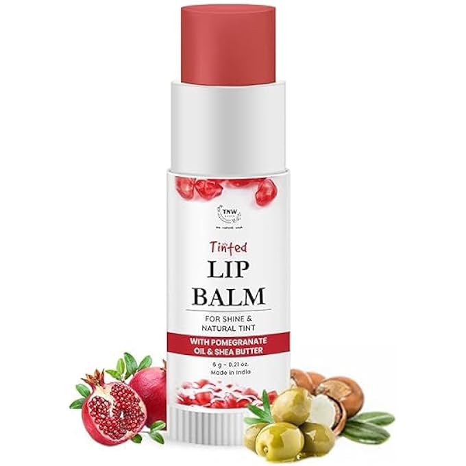 TNW-THE NATURAL WASH POMEGRANATE MULTIPURPOSE TINTED LIP BALM FOR DRY & CHAPPED LIPS- RED, 6G | 100% NATURAL RED TINT ADD GLOSSY SHEEN ON LIPS FOR LONG-LASTING WITH SHEA BUTTER & VITAMIN E - Image 1